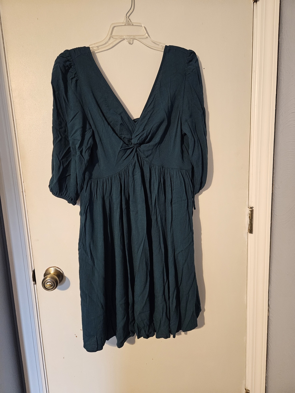 EUC Torrid Teal Twist-Front V-Neck Dress